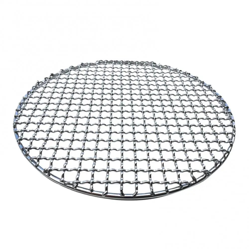 Round Metal BBQ Grill Mesh Pan, Non-Stick Barbecue Roasting Rack, 15-38cm - 24cm