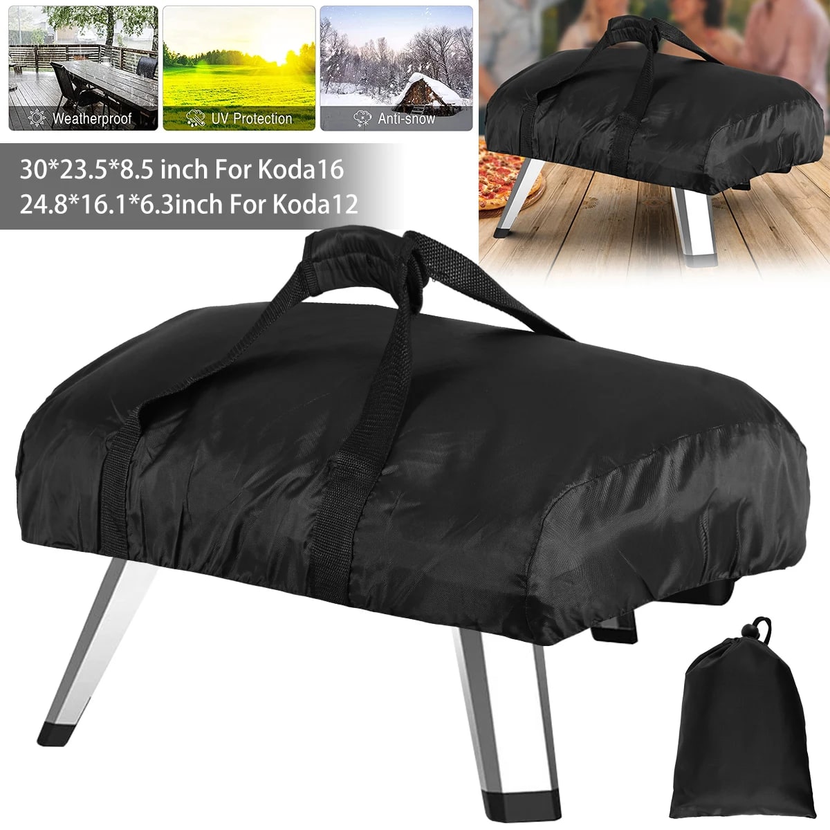 Outdoor Pizza Oven Cover, 420D Oxford Fabric, Waterproof, Black, for Koda 12 or Koda 16