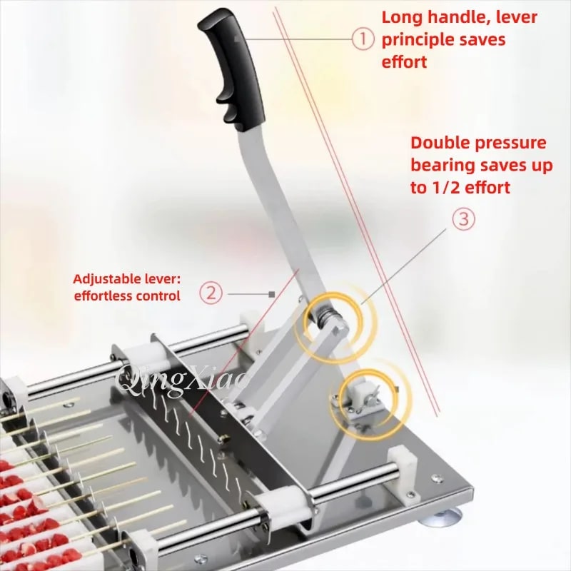 Manual Stainless Steel 10-Strand Kebab Maker for BBQ Preparation