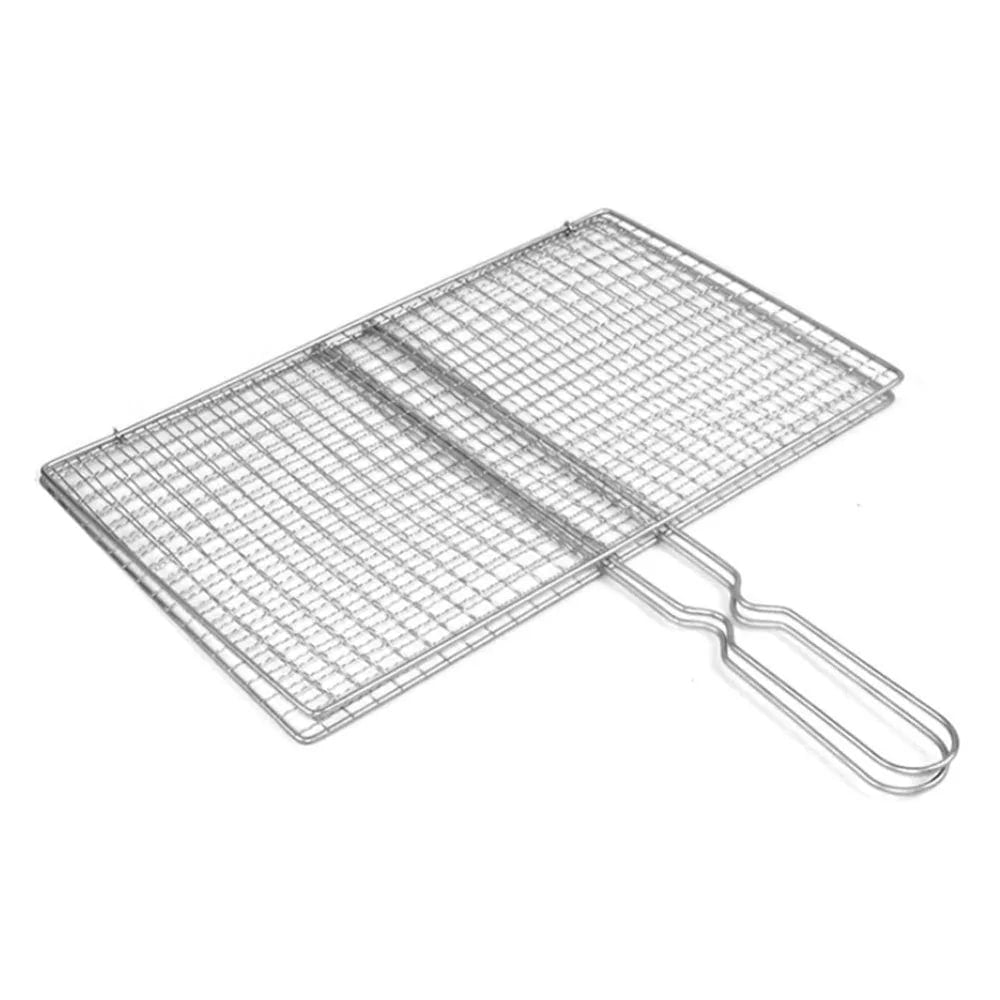 Metal BBQ Grill Basket Clip, Silver Heat-Resistant Vegetable Basket, 3 Size Options - 17-27