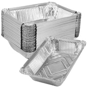 50 Silver Aluminium Foil BBQ Trays, 1100ml, 22 x 16 x 5cm, Non-Stick