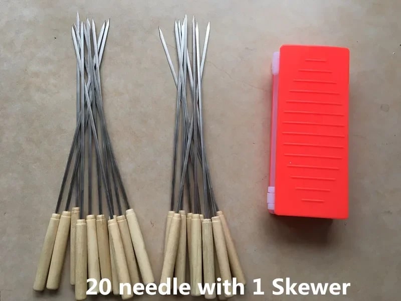 Kebab Skewer Maker Box, PP Plastic BBQ Meat Skewer Tool, 19cm - 20 needle 1 Skewer