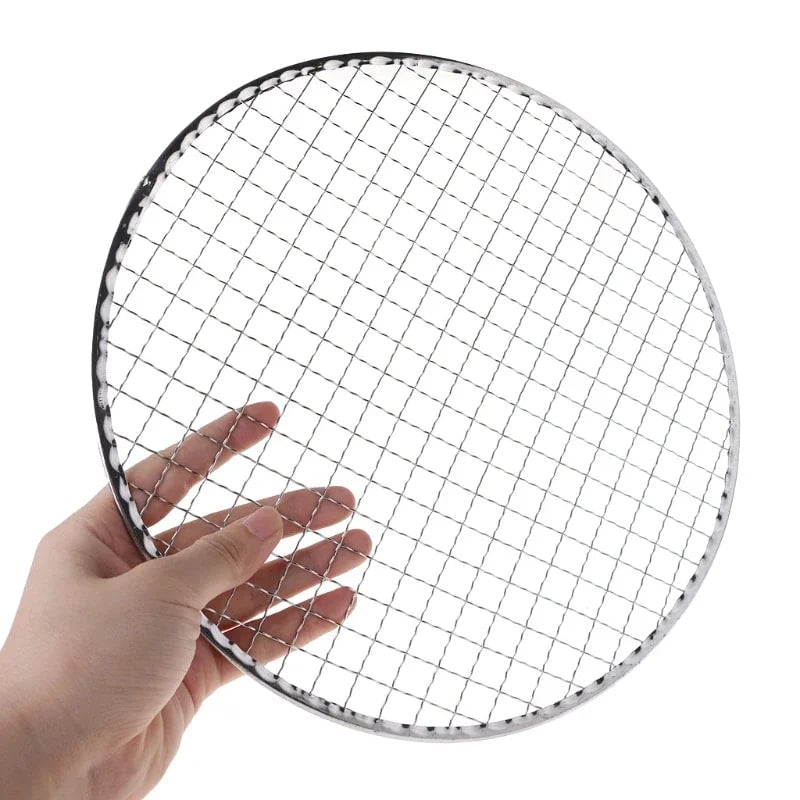 Round Metal Mesh BBQ Grill Basket for Fish and Vegetables, 26.5cm or 29.5cm