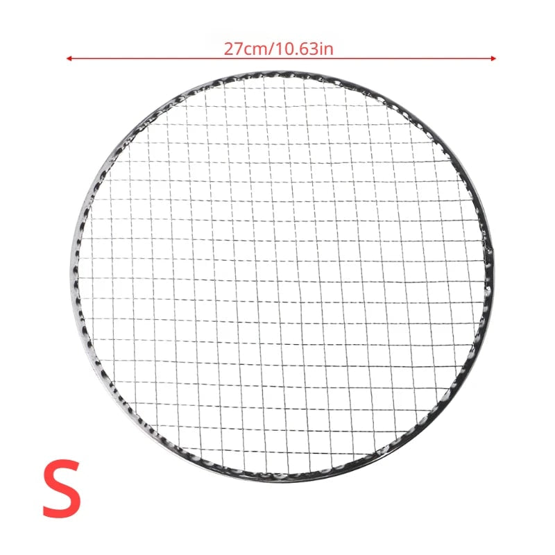 Round Metal Mesh BBQ Grill Basket for Fish and Vegetables, 26.5cm or 29.5cm - S