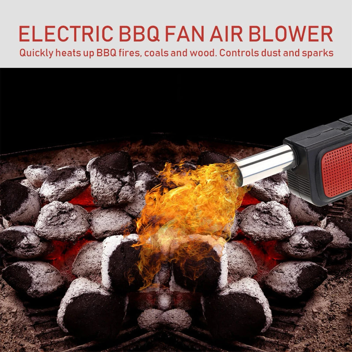 Portable Electric BBQ Blower Fan, Black, 4 × AA Battery Powered