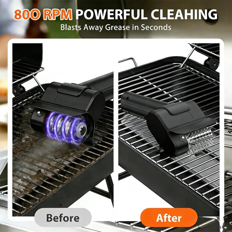 Electric BBQ Grill Cleaning Brush, 304 Stainless Steel, 800 RPM, 2000 mAh