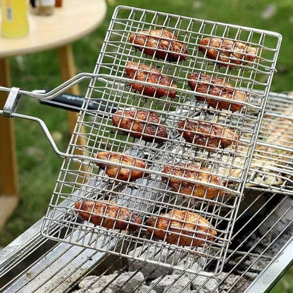 Stainless Steel BBQ Grill Basket for Fish, Meat and Steak, 33 x 20.5cm