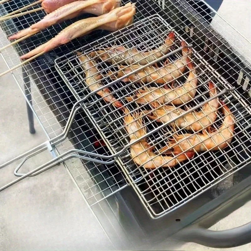 Stainless Steel BBQ Grill Basket for Fish, Meat and Steak, 33 x 20.5cm