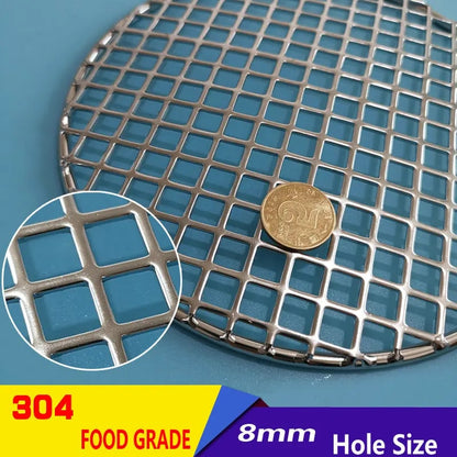 304 Stainless Steel Round BBQ Charcoal Grate with 8mm Punched Holes, 13-40.5cm