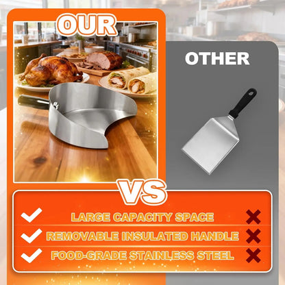 Stainless Steel BBQ Meat Shovel Tray Turner, 17.5 x 22.5 cm