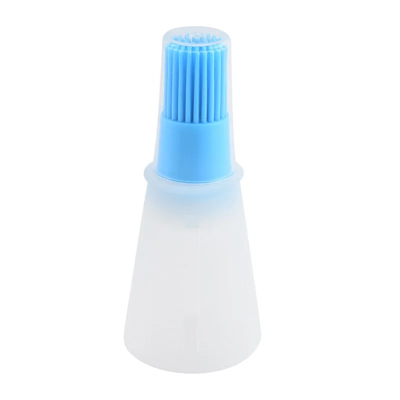 Silicone BBQ Basting Brush with Oil Bottle, 12 x 5cm, Blue, Green, Pink or Red - Blue-1Pcs