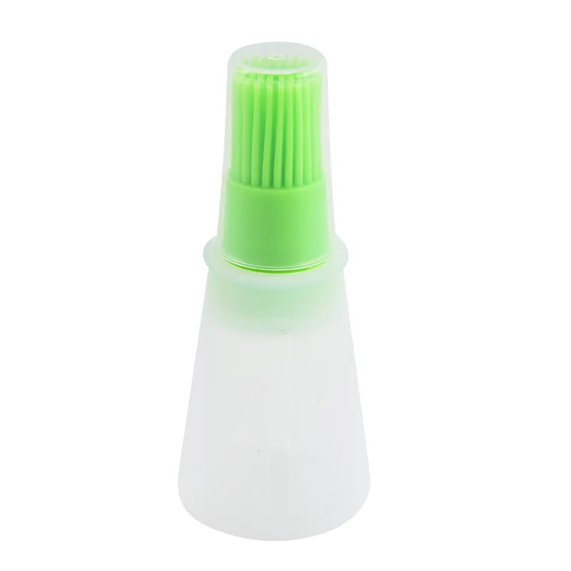 Silicone BBQ Basting Brush with Oil Bottle, 12 x 5cm, Blue, Green, Pink or Red - Green-1Pcs