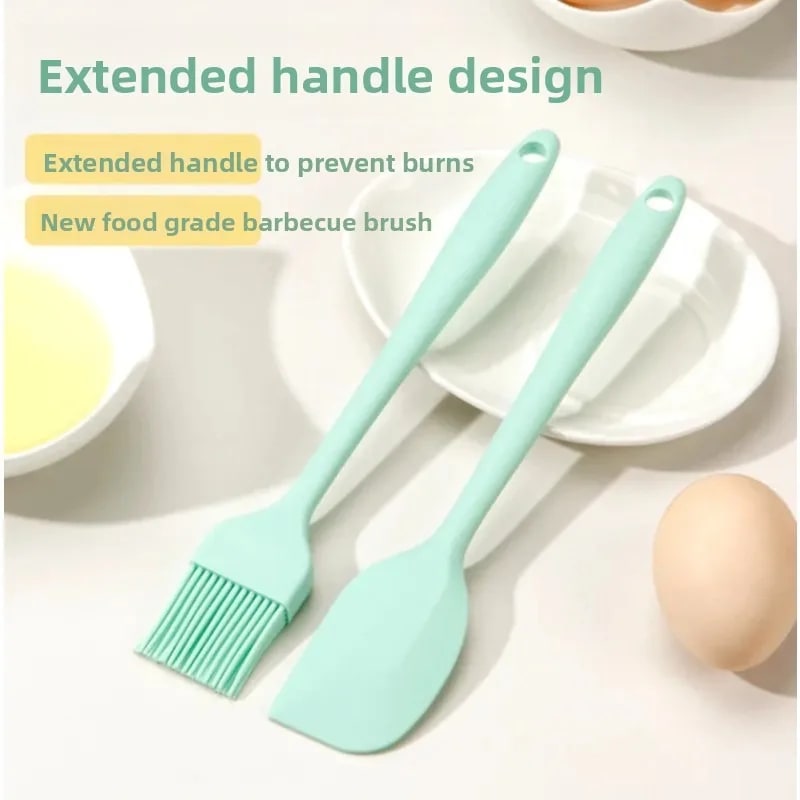 Silicone Basting Brush and Spatula Set for BBQ, Baking and Cooking