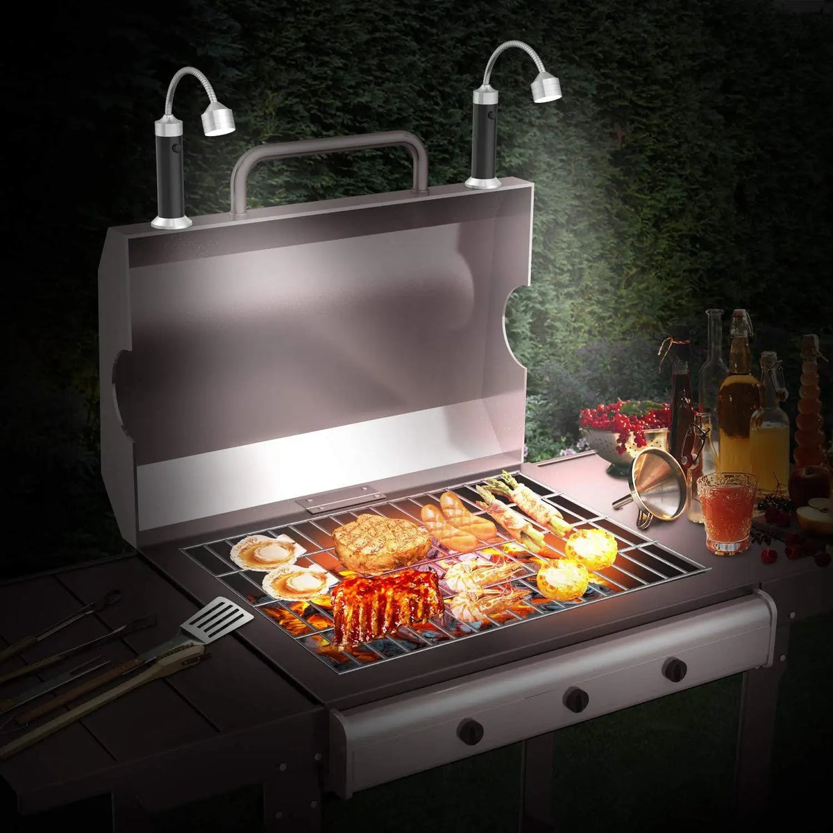 Magnetic LED Grill Light with Flexible 360° Gooseneck and AAA Batteries