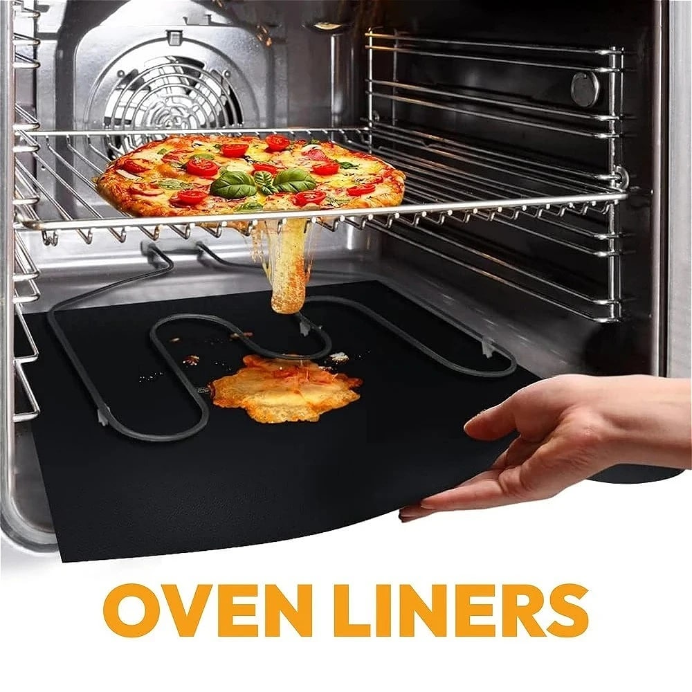 Reusable Glass Fibre Oven Mat, Non-Stick Liner for Ovens, Microwaves & BBQs, Black