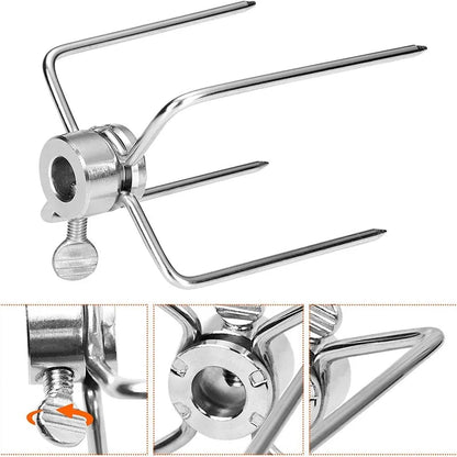 Rotisserie Meat Forks, Stainless Steel, 4-Prong, 2 Pack for 1/2-Inch Square Spit Rods