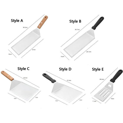 Metal BBQ Grill Spatula with Square Blade, Uncoated, 5 Styles