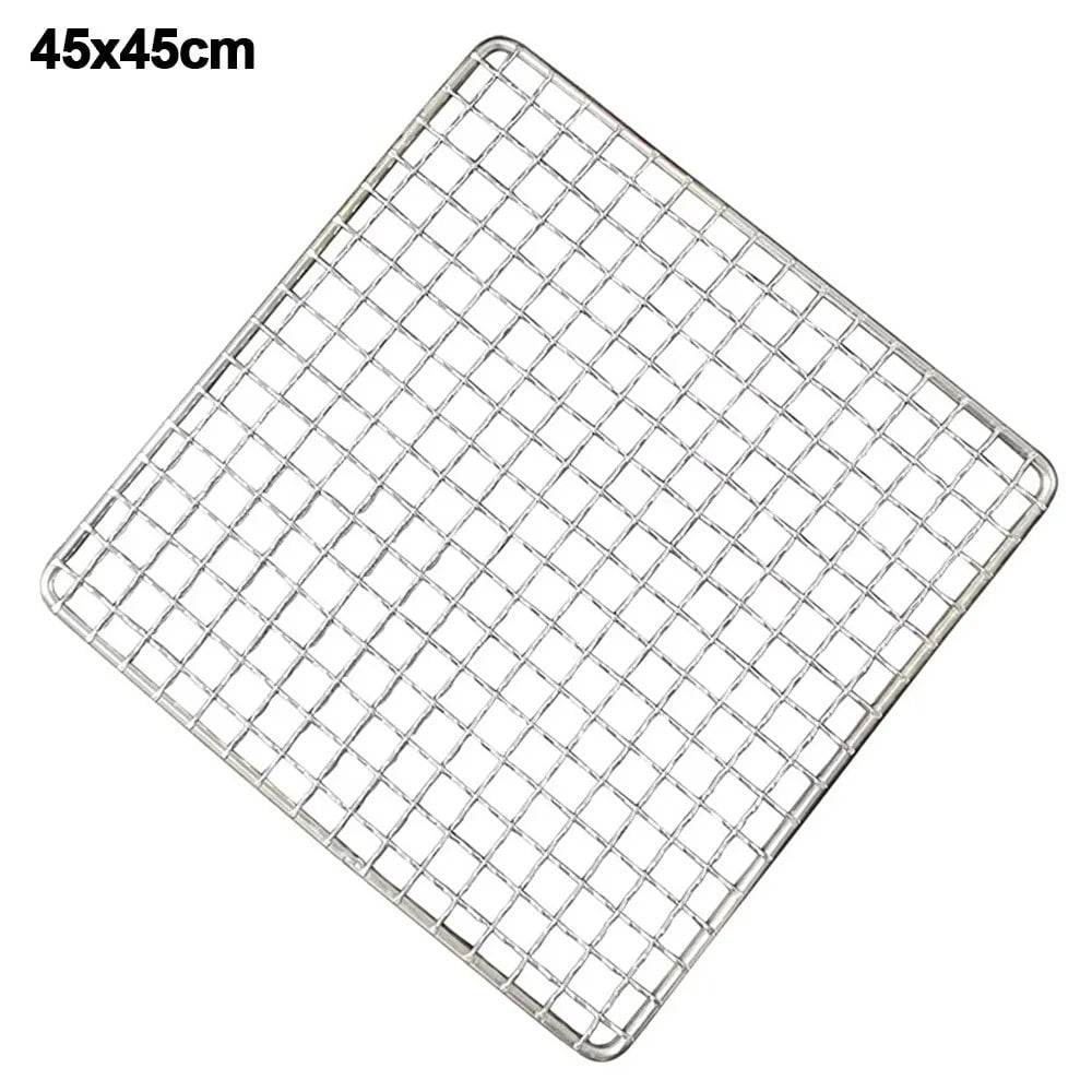 Iron Wire Barbecue Grill Rack Grid, Reusable Nonstick, 5 Sizes - 45x45cm