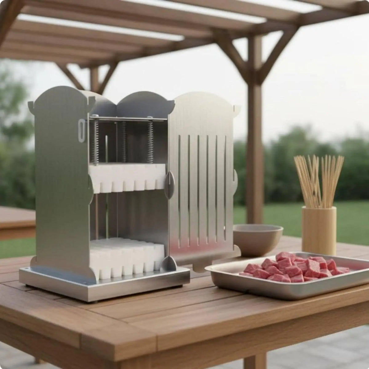 Meat Skewer Maker Box, Stainless Steel and ABS, Kesoto