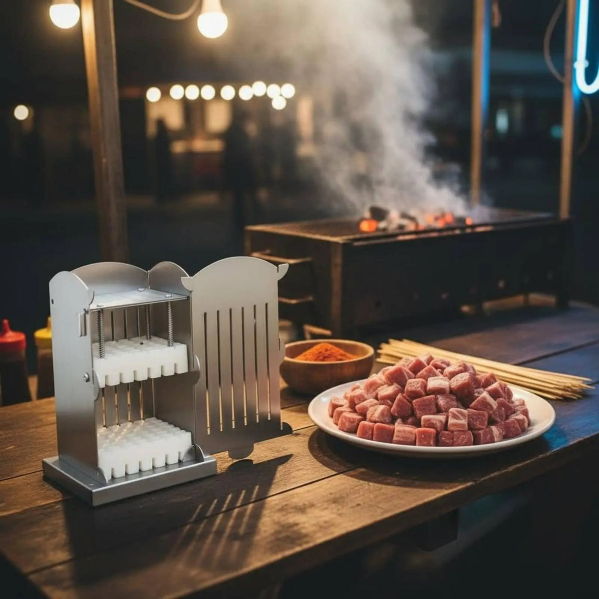 Meat Skewer Maker Box, Stainless Steel and ABS, Kesoto