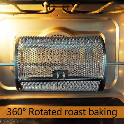 Rotisserie Basket 360° Rotating Stainless Steel Mesh, 12 x 18 cm or 12 x 23 cm