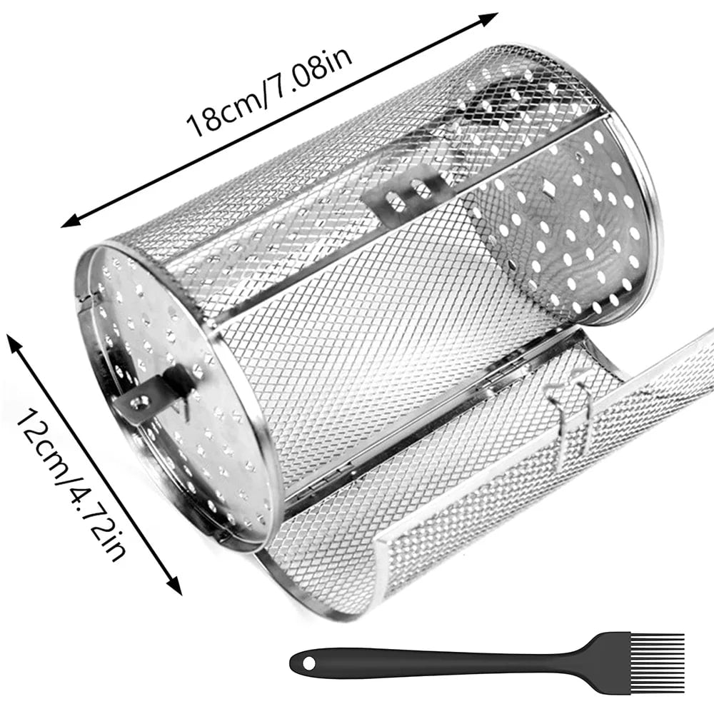 Rotisserie Basket 360° Rotating Stainless Steel Mesh, 12 x 18 cm or 12 x 23 cm - B