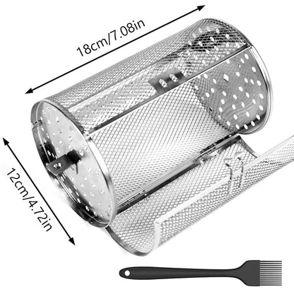 Rotisserie Basket 360° Rotating Stainless Steel Mesh, 12 x 18 cm or 12 x 23 cm - B