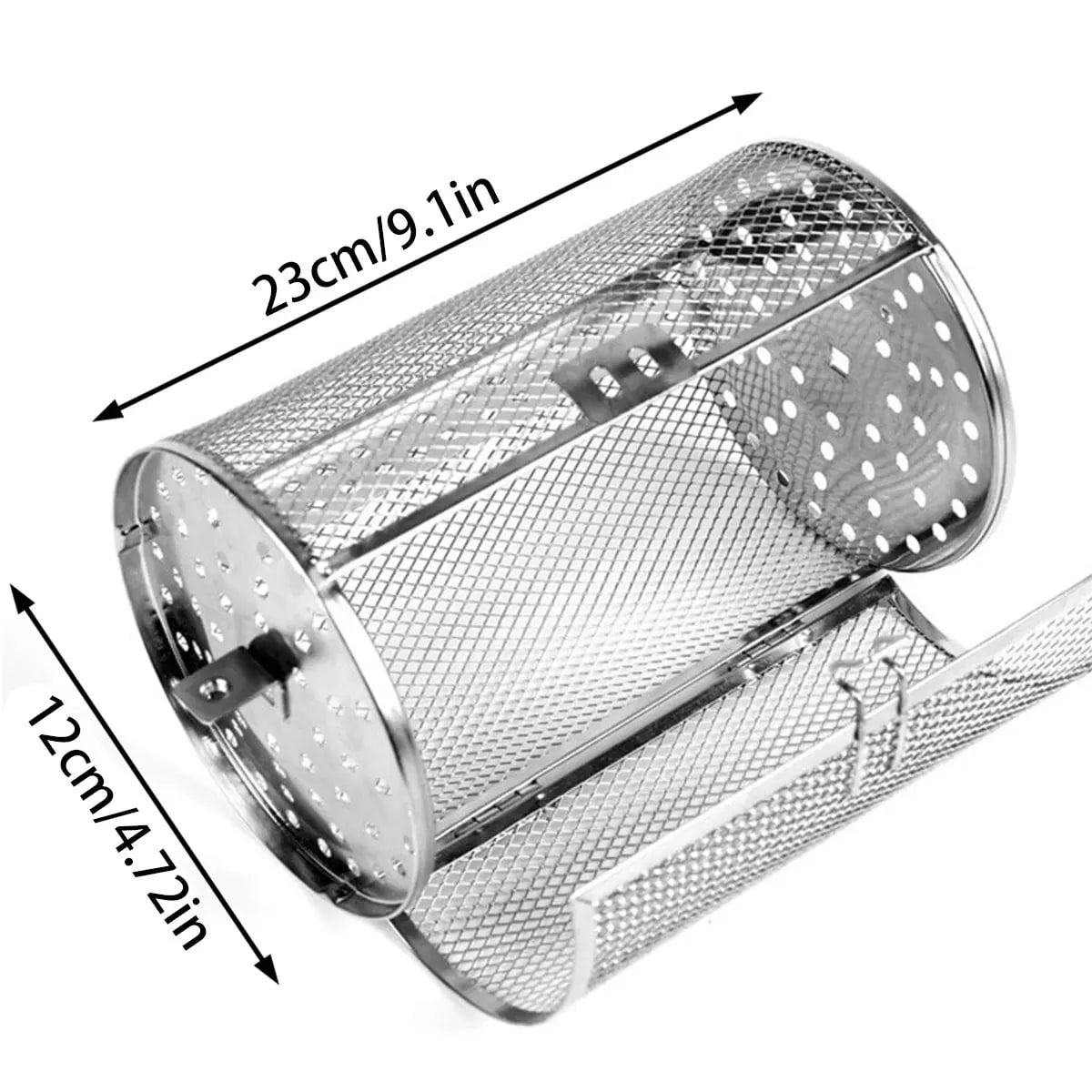 Rotisserie Basket 360° Rotating Stainless Steel Mesh, 12 x 18 cm or 12 x 23 cm - A