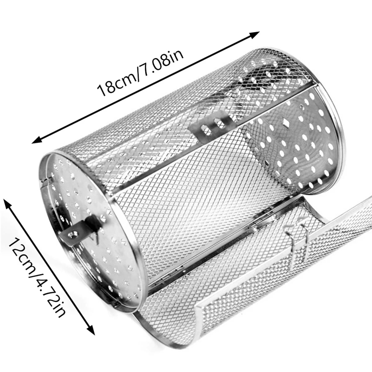 Rotisserie Basket 360° Rotating Stainless Steel Mesh, 12 x 18 cm or 12 x 23 cm - C