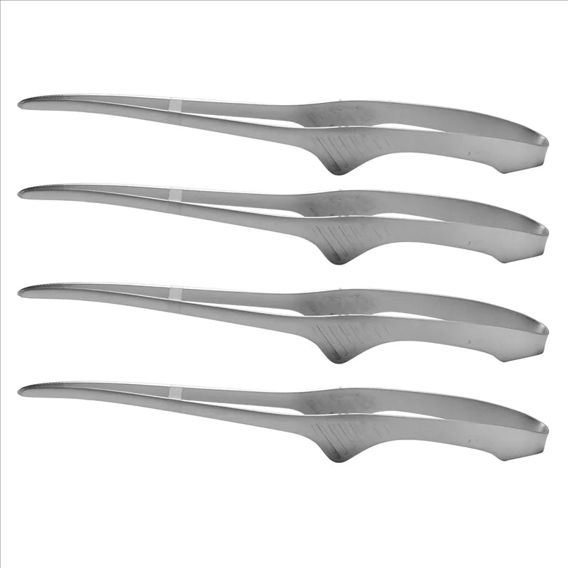 Stainless Steel BBQ Tongs, Self-Standing Korean & Japanese Grill Tongs, 24.5cm