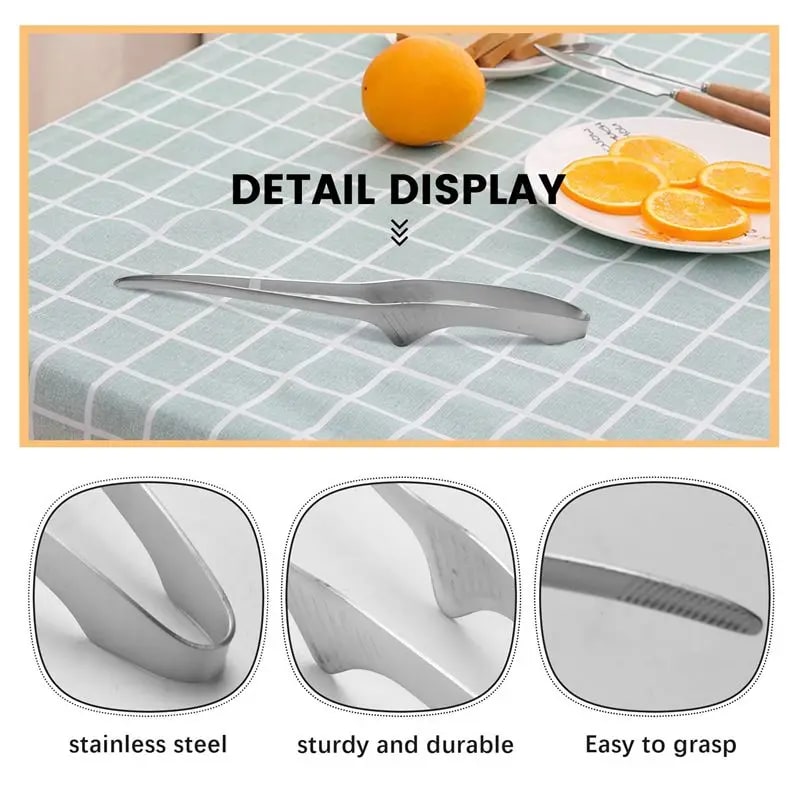 Stainless Steel BBQ Tongs, Self-Standing Korean & Japanese Grill Tongs, 24.5cm