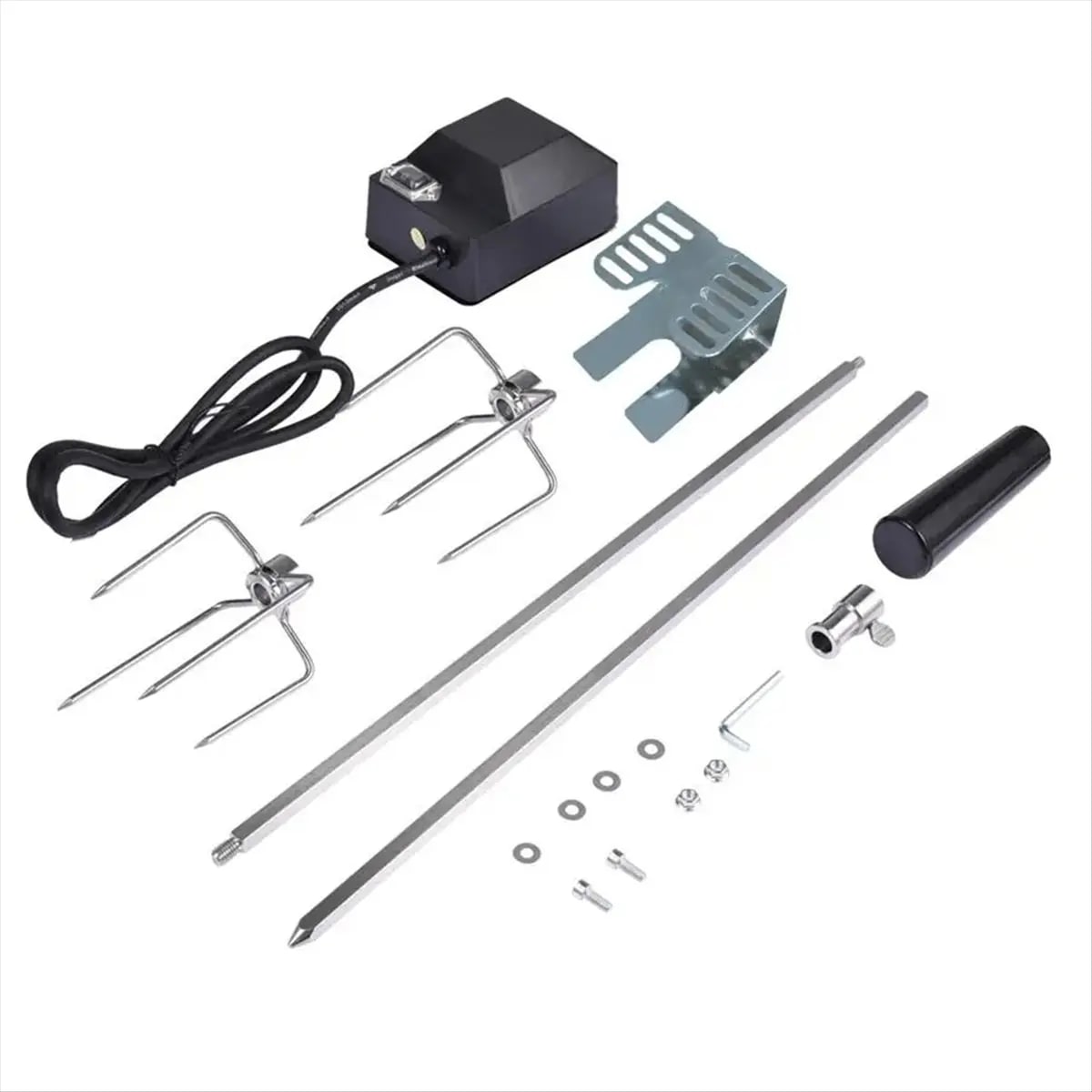 Rotisserie Kit with Motor, 82 cm Stainless Steel BBQ Spit, AC110V US Plug