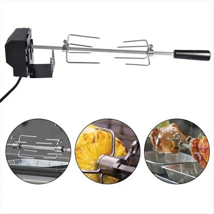 Rotisserie Kit with Motor, 82 cm Stainless Steel BBQ Spit, AC110V US Plug