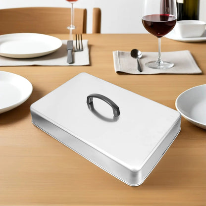 Rectangular Stainless Steel Griddle Basting Dome Cover 43 x 28 x 6.5cm