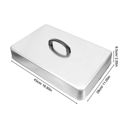 Rectangular Stainless Steel Griddle Basting Dome Cover 43 x 28 x 6.5cm