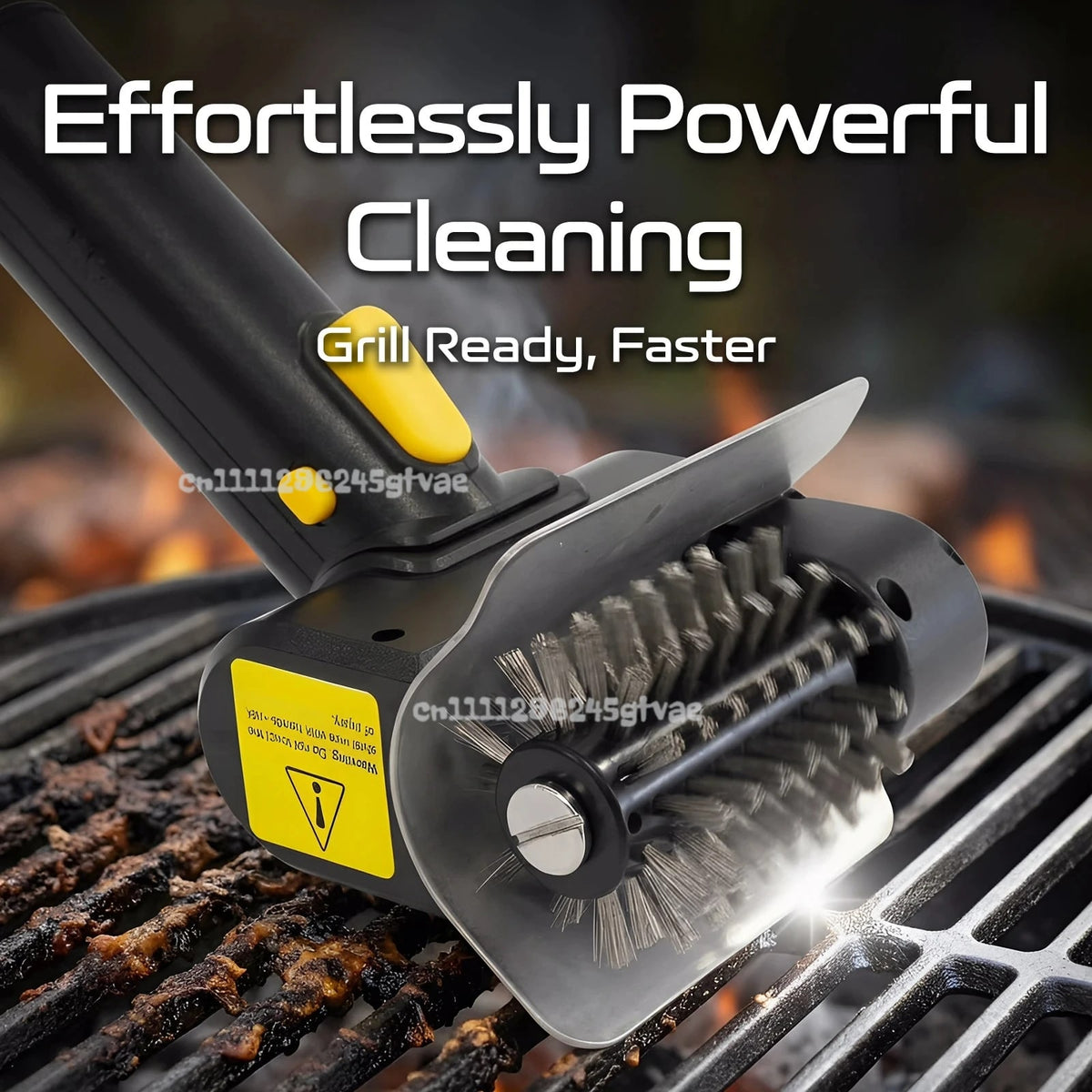 Cordless Electric BBQ Cleaning Brush with Roller Brush and Scraper