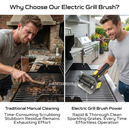 Cordless Electric BBQ Cleaning Brush with Roller Brush and Scraper