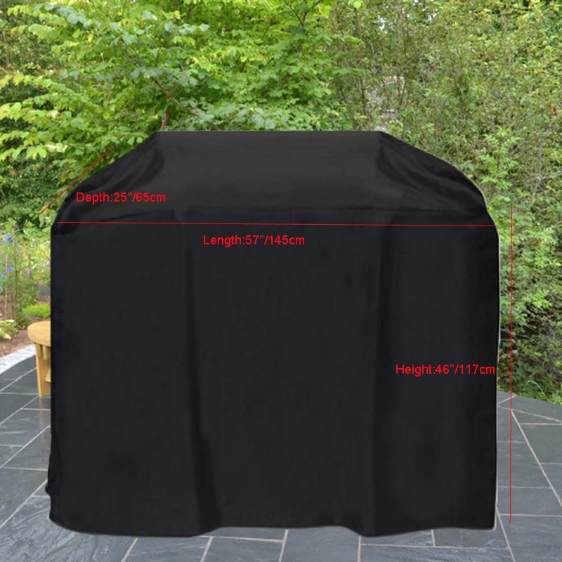 BBQ Grill Cover for Gas Barbecues, Waterproof Black Oxford Fabric, 4 Sizes
