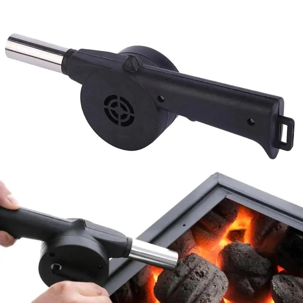 Hand-Cranked BBQ Air Blower Metal Fire Bellows 25cm Black