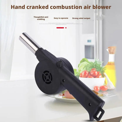 Hand-Cranked BBQ Air Blower Metal Fire Bellows 25cm Black