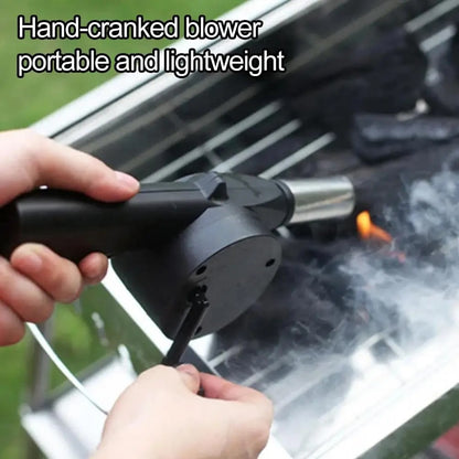 Hand-Cranked BBQ Air Blower Metal Fire Bellows 25cm Black