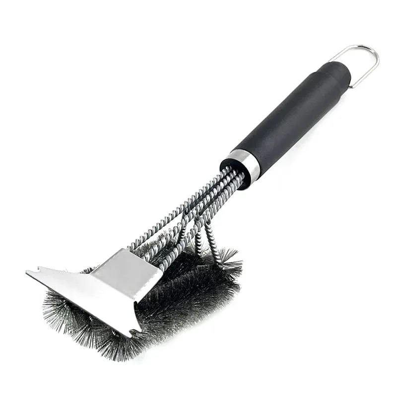 2-in-1 Stainless Steel BBQ Grill Brush and Scraper, Heat-Resistant, 12 Inch