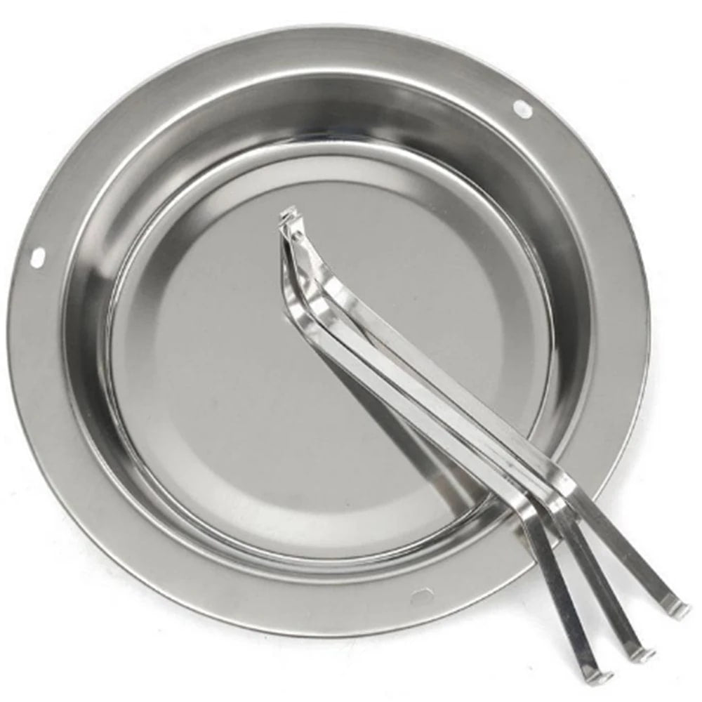 Metal Roast Chicken Holder Stand with Round Roasting Pan for BBQ Cooking