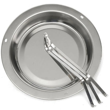 Metal Roast Chicken Holder Stand with Round Roasting Pan for BBQ Cooking