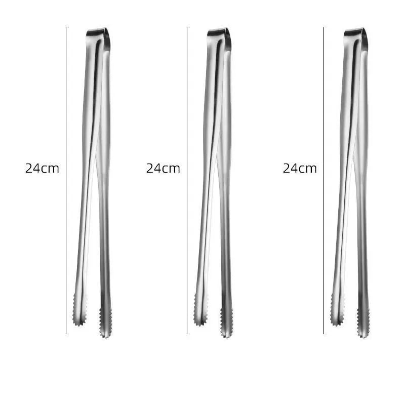 304 Stainless Steel BBQ Tongs, Serrated Food Grippers, S, M or L - M 3pcs