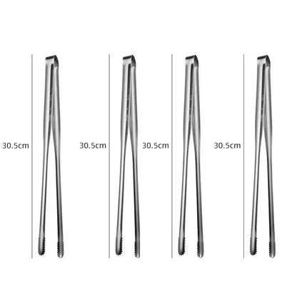 304 Stainless Steel BBQ Tongs, Serrated Food Grippers, S, M or L - L 4pcs