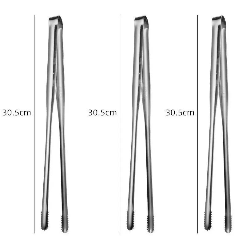 304 Stainless Steel BBQ Tongs, Serrated Food Grippers, S, M or L - L 3pcs