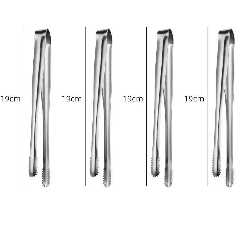 304 Stainless Steel BBQ Tongs, Serrated Food Grippers, S, M or L - S 4pcs