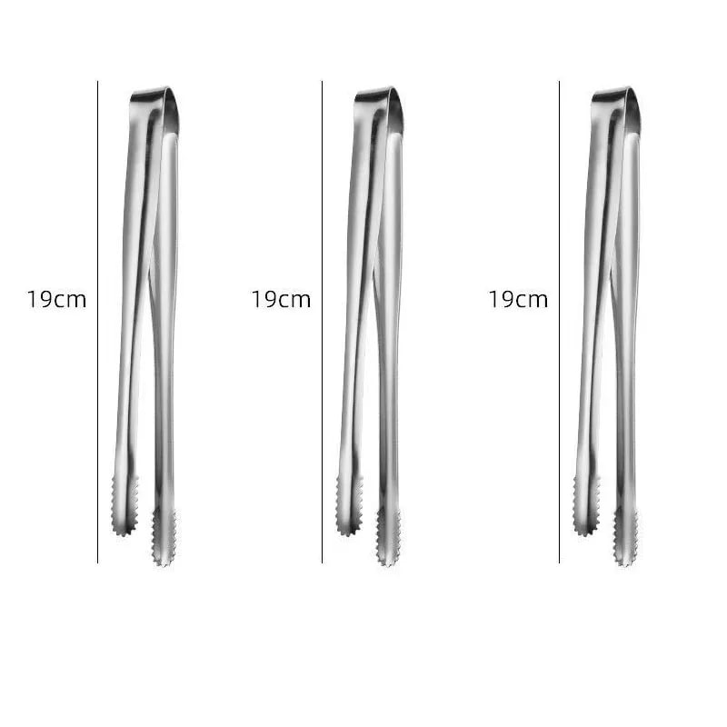 304 Stainless Steel BBQ Tongs, Serrated Food Grippers, S, M or L - S 3pcs