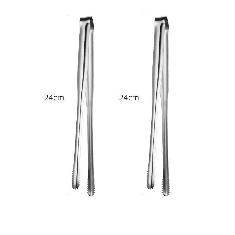 304 Stainless Steel BBQ Tongs, Serrated Food Grippers, S, M or L - M 2pcs